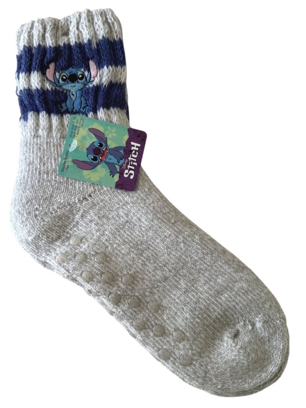 Stitch Disney Slipper Socks Size 4-10 Shoe NWT Embriodered Knit NWT